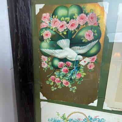 LOT # 421 Victorian Holiday Framed Post Cards 