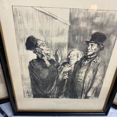 LOT # 441  Set of 6  HONORE DAUMIER French Framed Prints â€œ New York Graphic Society Fine Art Publishers