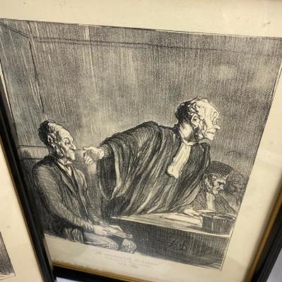 LOT # 441  Set of 6  HONORE DAUMIER French Framed Prints â€œ New York Graphic Society Fine Art Publishers
