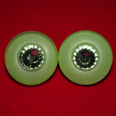 Lime Green Rhinestone, Lucite? Clip Earrings, MCM, Christmas Earrings