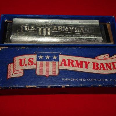 U.S. Army Band Harmonica, Patriotic, Red, White Blue  