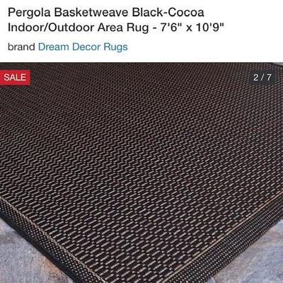 OUTDOOR AREA RUG PERGOLA BASKETWEAVE BLACK COCOA 7'6 X 10'9 by Dream Decor Rugs