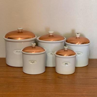 LOT 1 - Copper Top Ceramic Canister Set