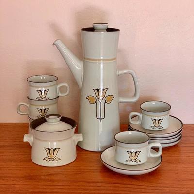  Lot 4 - Vintage MCM DENBY KIMBERLY TULIP Stoneware Coffee /Tea Serving Set