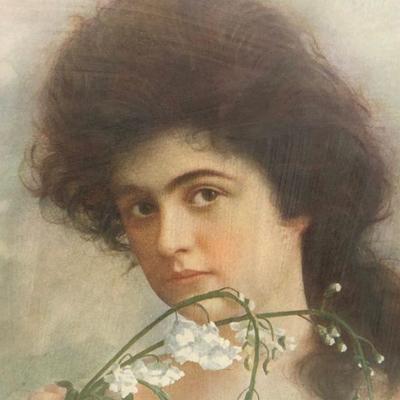 Victorian Woman with Flowers Framed Art