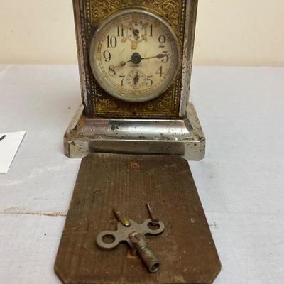 LOT # 454 Antique Liberty Carriage Clock with Swiss Music Box 