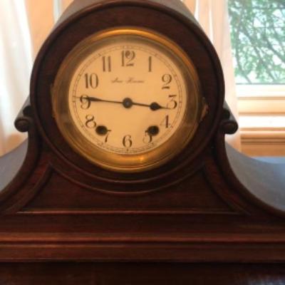 LOT # 456 Antique New Haven Wooden Mantle Clock 