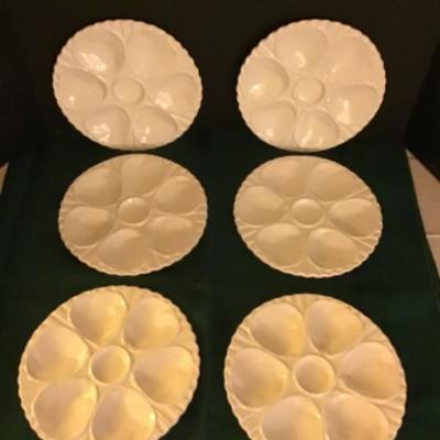 LOT # 465 Set of 6 Vintage White Oyster Plates 