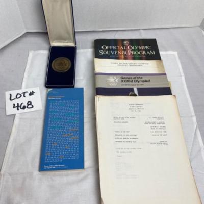 LOT# 468 Olympiad Los Angeles XXIII 1984 Medal and Brochures 
