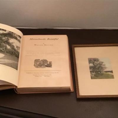 LOT # 471 Wallace Nutting Handcolored Signed Framed Photograph and Book 
