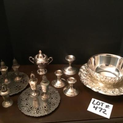LOT # 472 Sterling and Silverplated Serving Pieces 