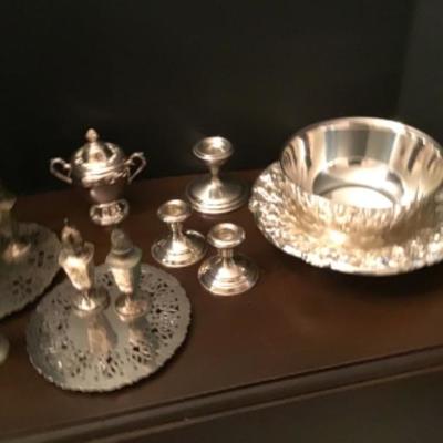LOT # 472 Sterling and Silverplated Serving Pieces 