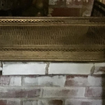LOT # 476 Antique Brass Fireplace Fender and Poker 