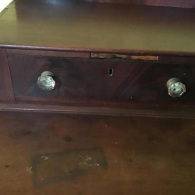 LOT # 485 Antique Mahogany Empire Dresser with Glass Knobs 