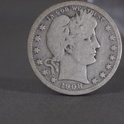 1908 D Barber Silver Quarter 104