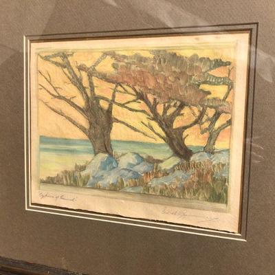 Original 1921 Frederick A. Zimmerman (1886-1974) Cypress of Carmel Signed Painting