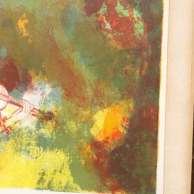 Signed Jean-Babtiste Valadie Lithograph of Girl Playing Violin