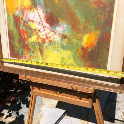 Signed Jean-Babtiste Valadie Lithograph of Girl Playing Violin