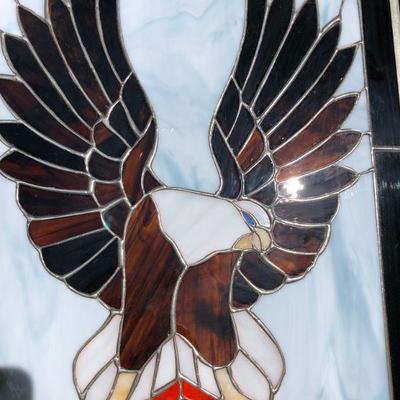 Awesome Harley Davidson Motor Cycles Logo and Eagle Stained Glass Window