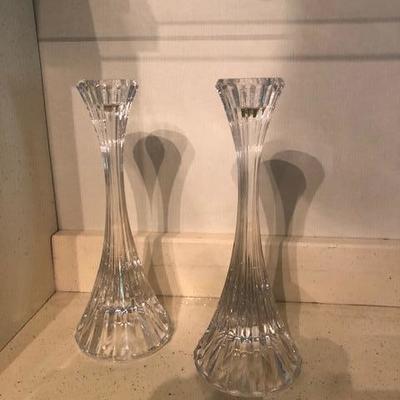 Leaded cut glass candlesticks