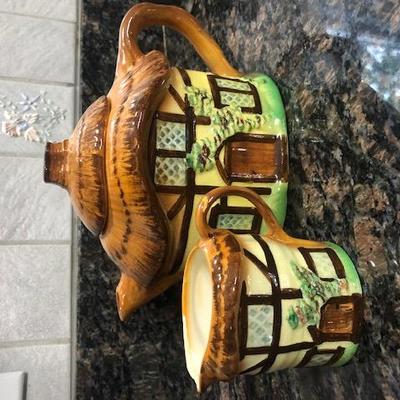 House teapot and mini house creamer