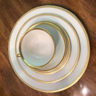 Lenox Tuxedo china, white w/ gold trim