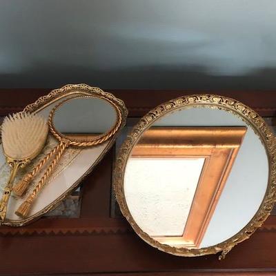 Mirrored dresser tray, Filigree edges
