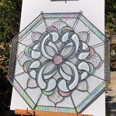 Beautiful Abstract Iridescent Octagon Stained Glass Window