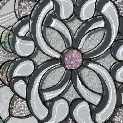 Beautiful Abstract Iridescent Octagon Stained Glass Window