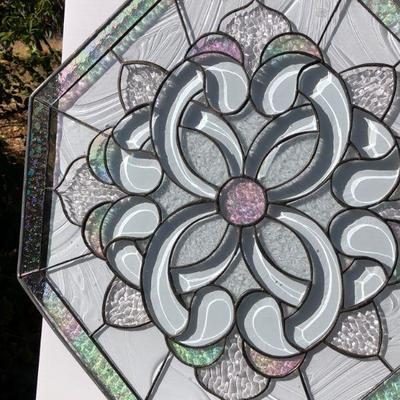 Beautiful Abstract Iridescent Octagon Stained Glass Window