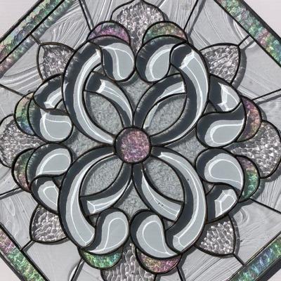 Beautiful Abstract Iridescent Octagon Stained Glass Window