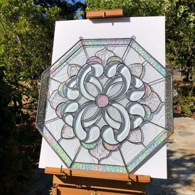 Beautiful Abstract Iridescent Octagon Stained Glass Window