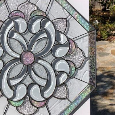 Beautiful Abstract Iridescent Octagon Stained Glass Window
