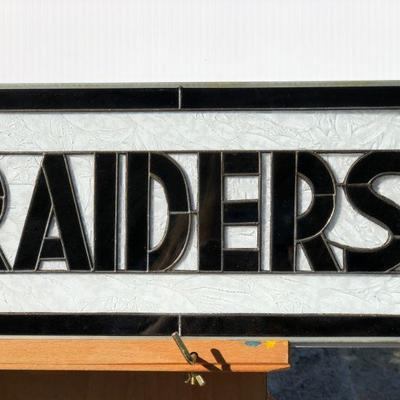 Raiders Football Stained Glass Window with Pirate Raider Logo