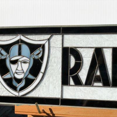 Raiders Football Stained Glass Window with Pirate Raider Logo