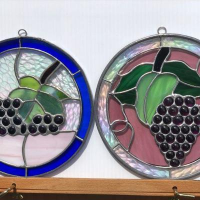 Pair of Grape Vines Circular Stained Glass Windows