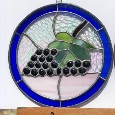 Pair of Grape Vines Circular Stained Glass Windows