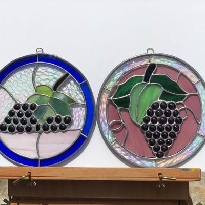 Pair of Grape Vines Circular Stained Glass Windows