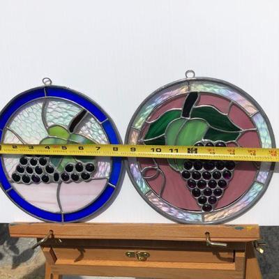 Pair of Grape Vines Circular Stained Glass Windows