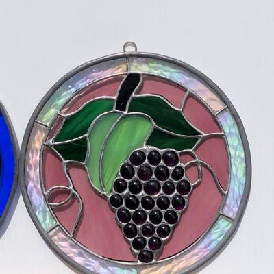 Pair of Grape Vines Circular Stained Glass Windows