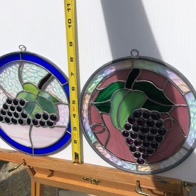 Pair of Grape Vines Circular Stained Glass Windows
