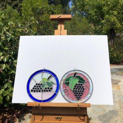 Pair of Grape Vines Circular Stained Glass Windows