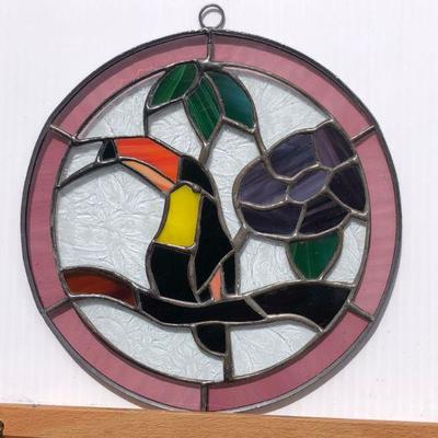 Small Toucan Bird Stained Glass Circular Window