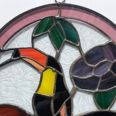 Small Toucan Bird Stained Glass Circular Window