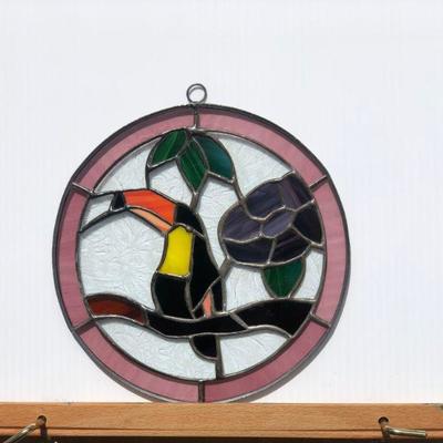 Small Toucan Bird Stained Glass Circular Window