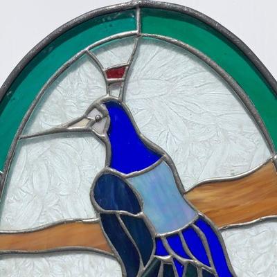 Beautiful Peacock Oval Stained Glass Window