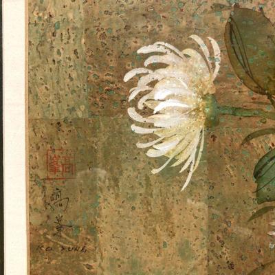 Antique Original Chinese Asian Art Ko Fung Hand Painting Bird and Flowers on Silk