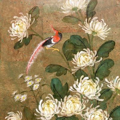 Antique Original Chinese Asian Art Ko Fung Hand Painting Bird and Flowers on Silk