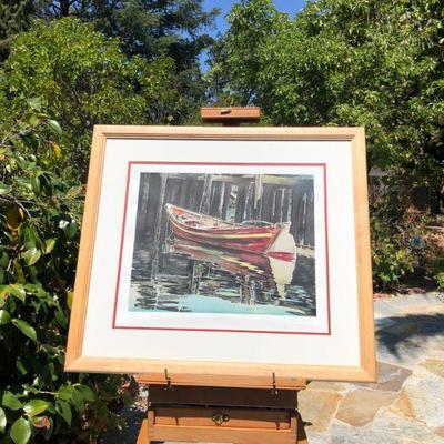 Beautiful Mark Stevens Reflections Boat and Water Scene Signed Lithograph