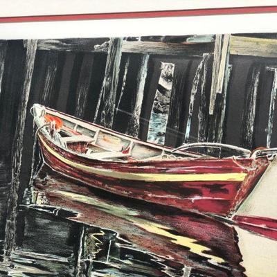 Beautiful Mark Stevens Reflections Boat and Water Scene Signed Lithograph